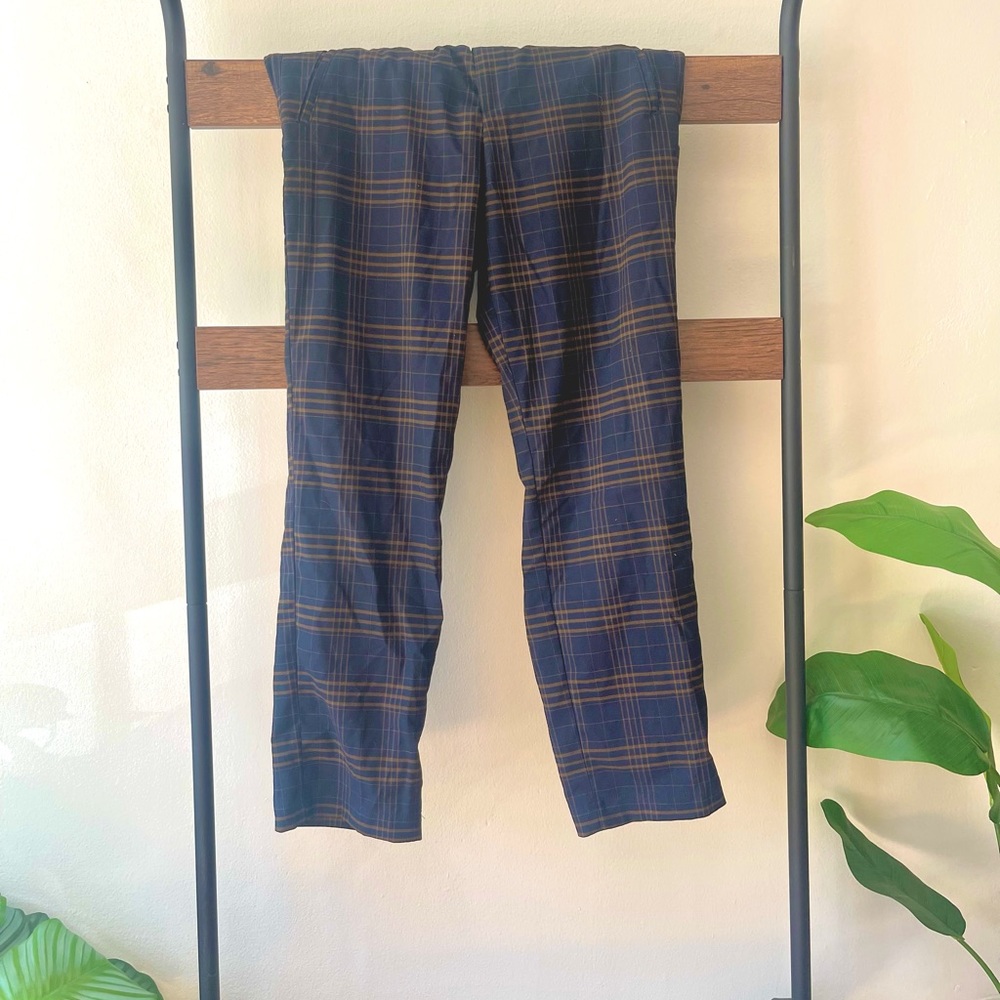 H&M - Navy & Brown Cross pattern dress trousers